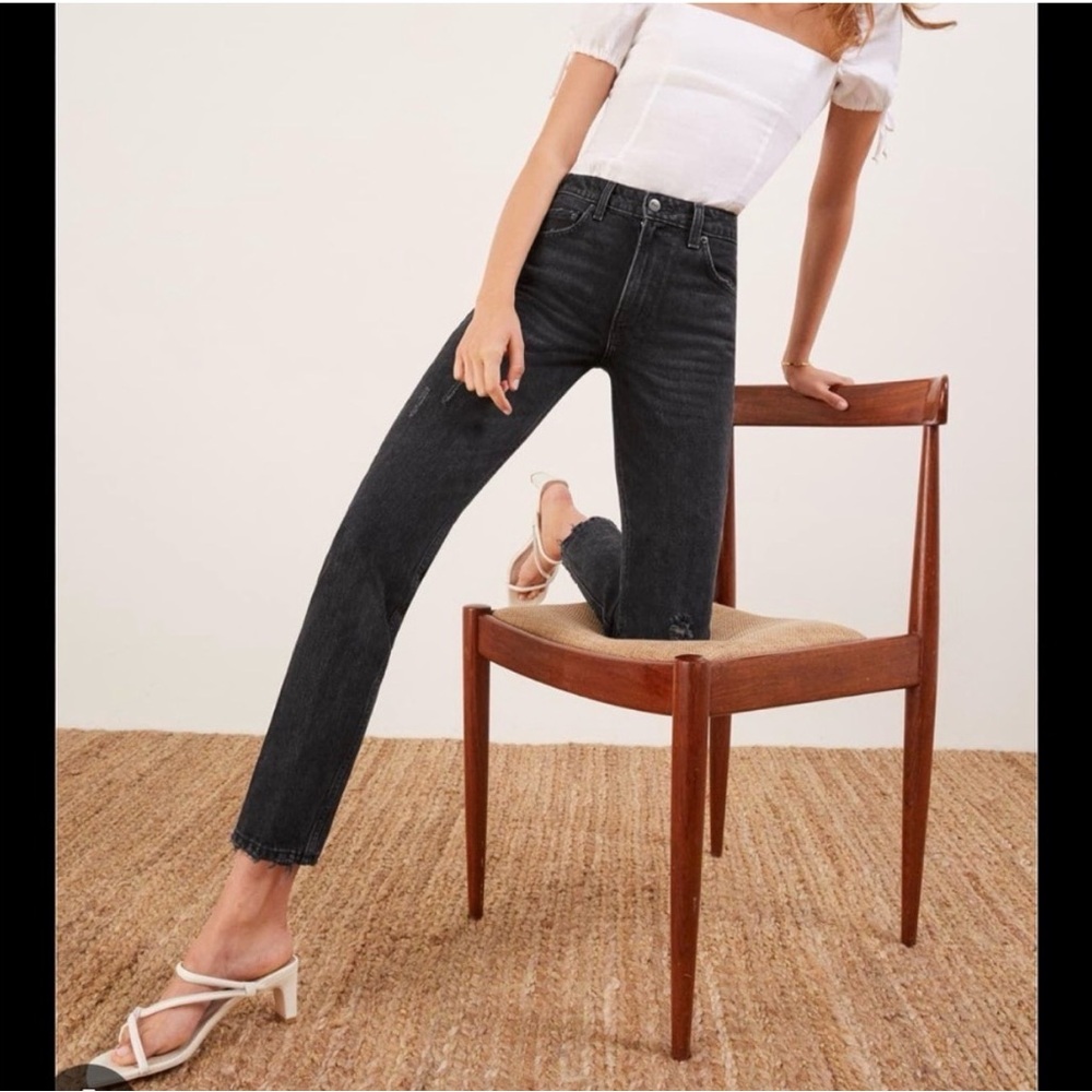 Reformation Black Straight Leg Jeans